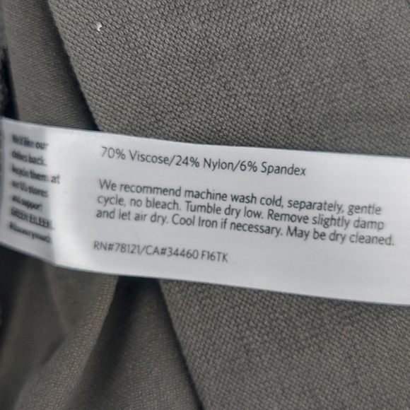 Eileen Fisher Green Straight Leg Pull On Pants Side Slit Size Medium - Picture 5 of 6